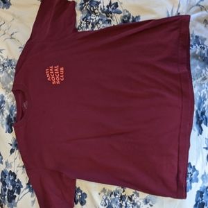 Anti Social Social Club Burgundy Shirt Orange Print XL